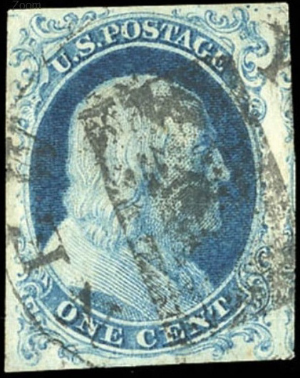 1851 1¢ type I Benjamin Franklin stamp is to fetch $60,000 at Keller auction