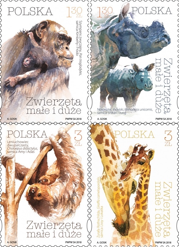 Small and large animals – four stamps released by Poland Post