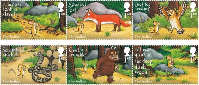 Royal Mail introduced six Gruffalo stamps!
