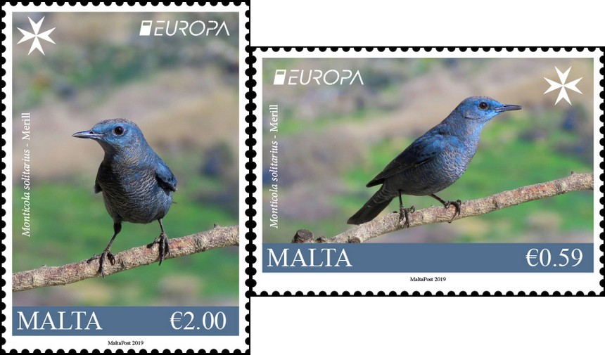 National birds – two Europa 2019 stamps released by Malta Post