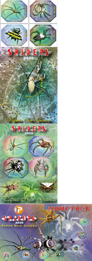 Spiders on new stamps by Papua New Guinea