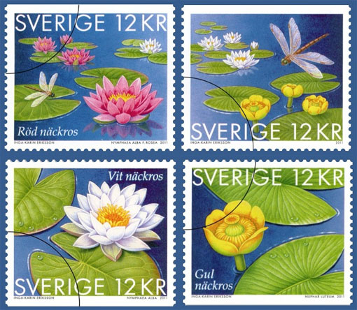 Swedish Waterlilies on Stamps
