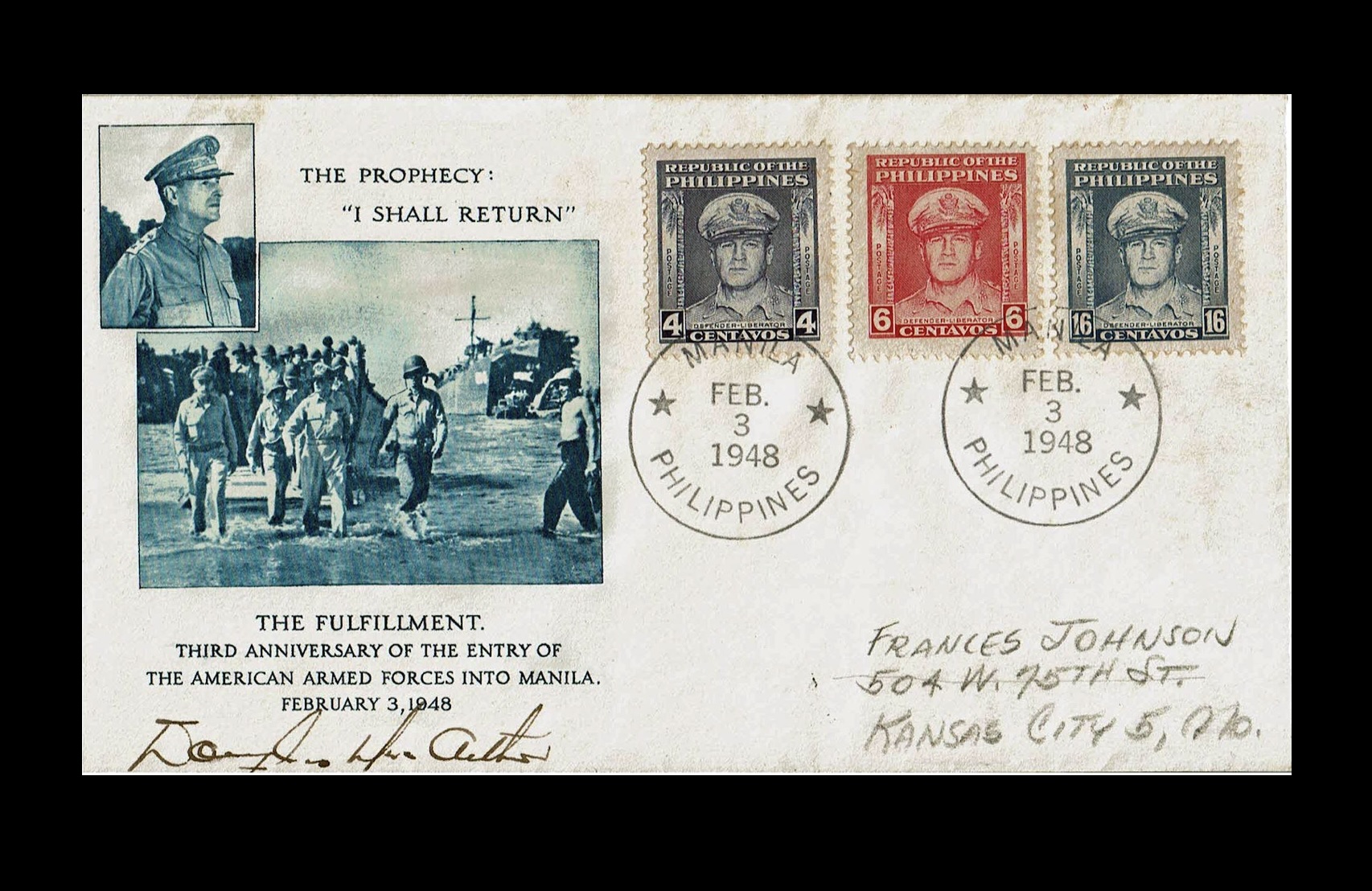 Filipino Stamps with Douglas MacArthur 1948