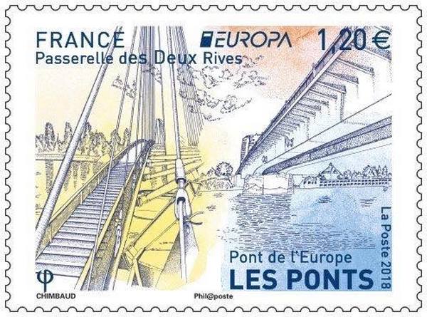 Europa 2018 – Bridges. An artistic stamp presented by France Post