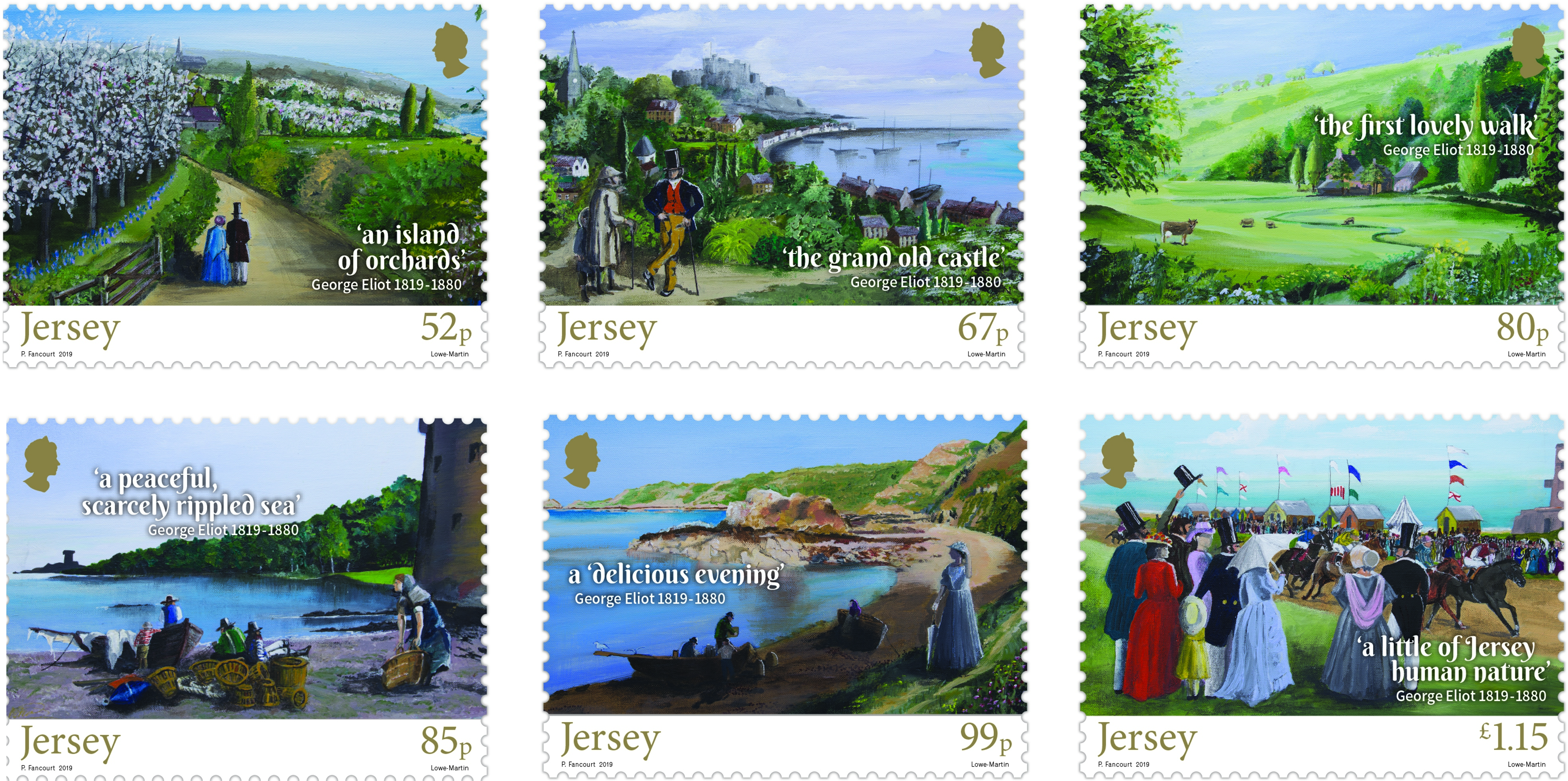 Jersey Post honors George Eliot with six stamps!