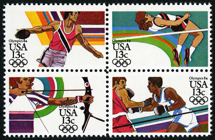 Commemorating the 1984 Summer Olympics: The 13c 4-Stamp Series