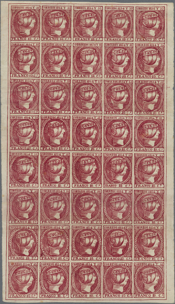 1854 Isabel II 10 Cuartos sheet is offered by Christoph Gärtner! The lot is to fetch more than $76,000