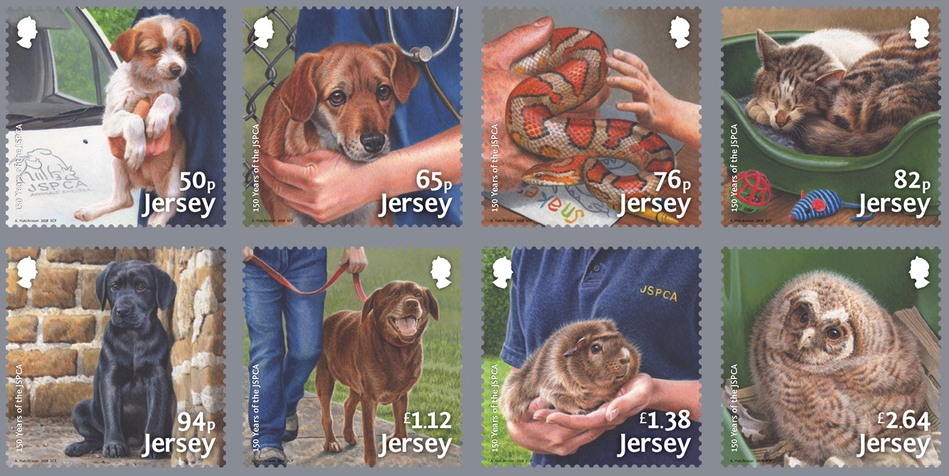 A century and a half of helping animals. Eight touching stamps introduced by Jersey Post