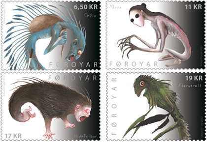 Monsters stamps by Faroe Islands