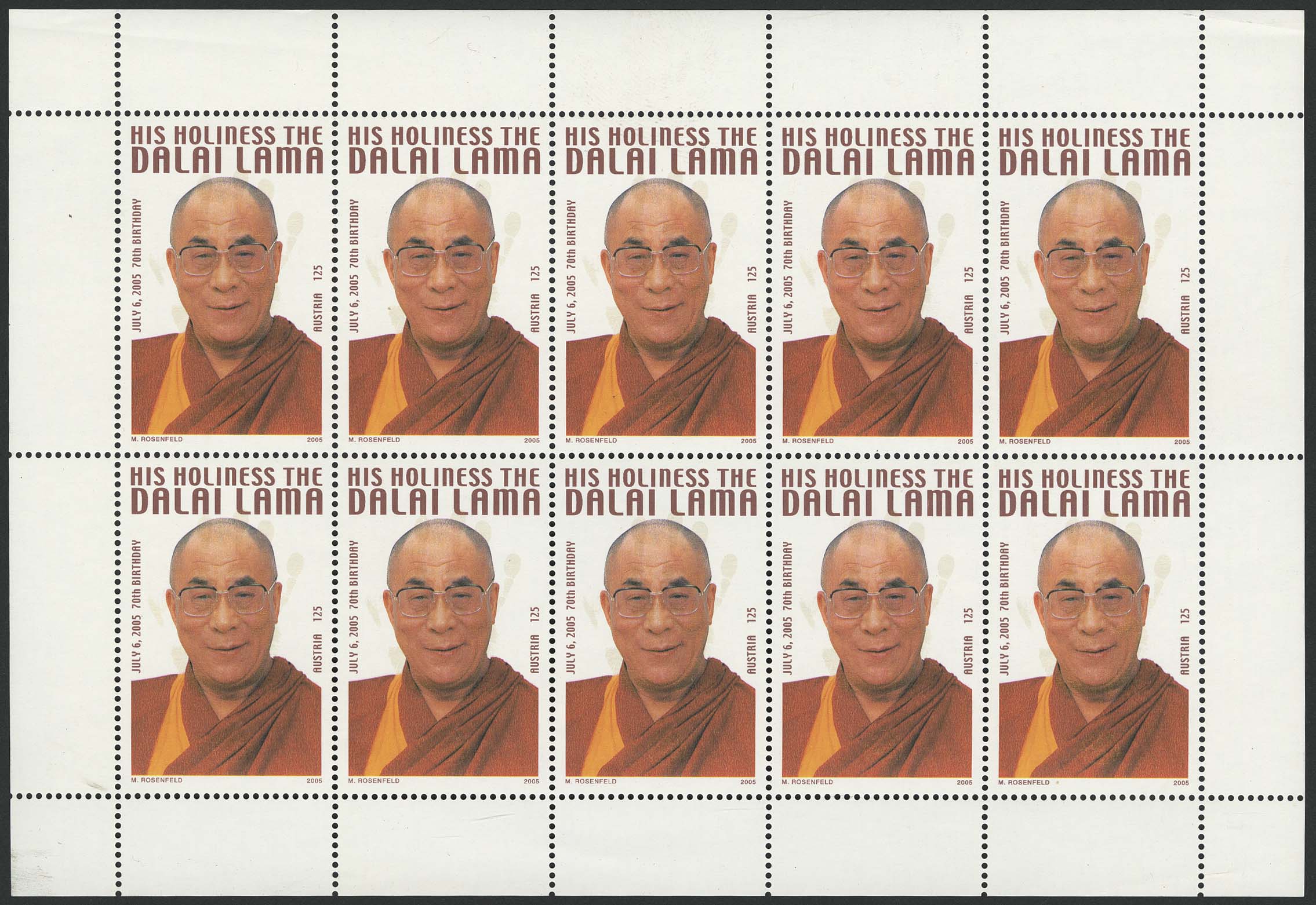 Dalai Lama stamps to be auctioned in Duesseldorf. The Austrian philatelic rarity is to fetch more than $4,660