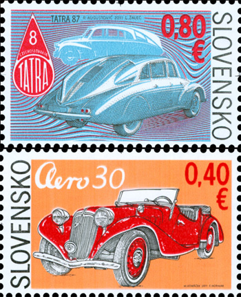 Veteran Motor Cars on Slovak stamps