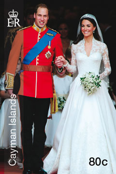 Royal wedding stamps issued by Cayman Islands