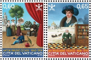 Tolstoy and Chekhov on new stamps by Vatican