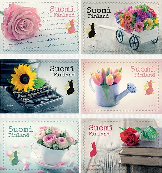 Say it with flowers – a set of six stamps presented by Posti