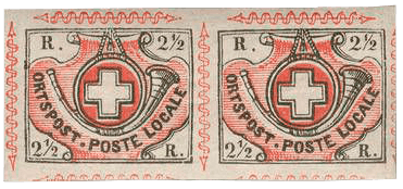 2½ rappen Winterthur stamp, 1850