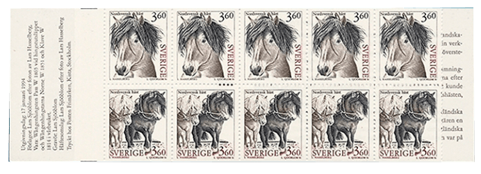 Sweden’s Horses stamp booklet, 1994
