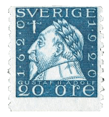 20ö blue Gustavus II Adolphus stamp, 1920
