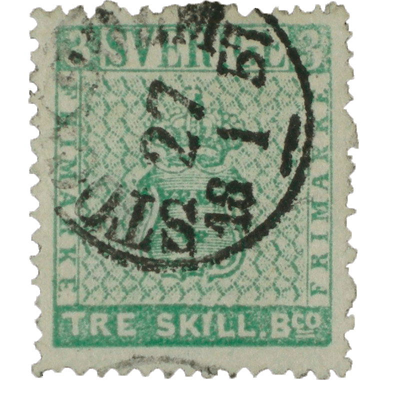 Tre Skilling Green stamp, 1855