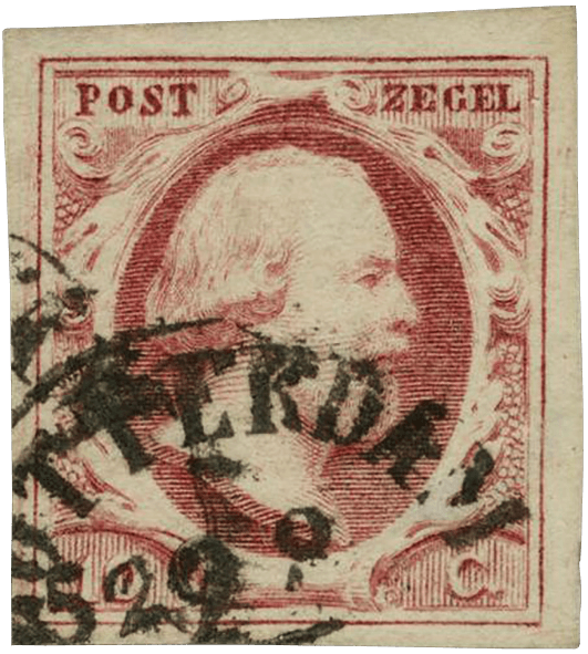10c dark carmine stamp, 1852