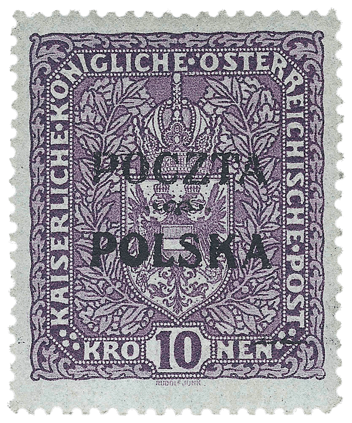 10k deep violet Krakow issue, 1919