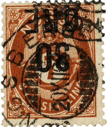 30 ØRE on 7 skilling red brown stamp, 1906