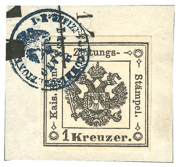 1kr black Lombardy-Venetia stamp, 1859