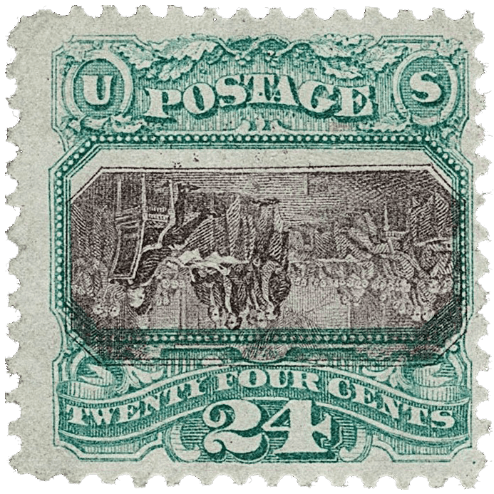 24c Declaration of Independence stamp with inverted center error, 1869 - rare US stamp
