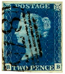 Two Penny Blue stamp, 1840
