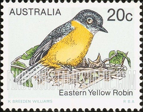 FindYourStampsValue: Eastern yellow robin: Bird Type of 1978