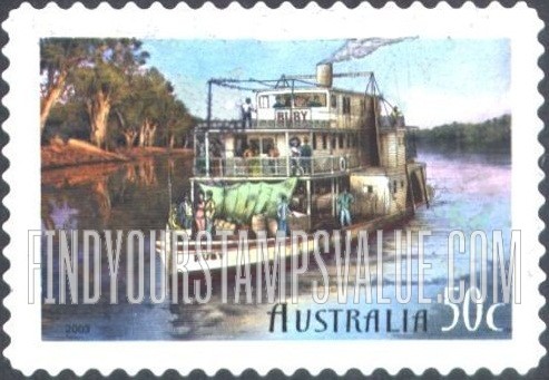 FindYourStampsValue: Murray River Shipping, 150th Anniversary: Ruby