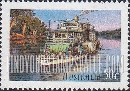FindYourStampsValue: Murray River Shipping, 150th Anniversary: Ruby