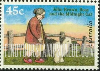 FindYourStampsValue: Children’s Book Council, 50th Anniversary: “John Brown, Rose and the Midnight Cat”