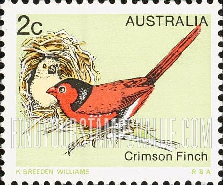 FindYourStampsValue: Crimson finch: Bird Type of 1978