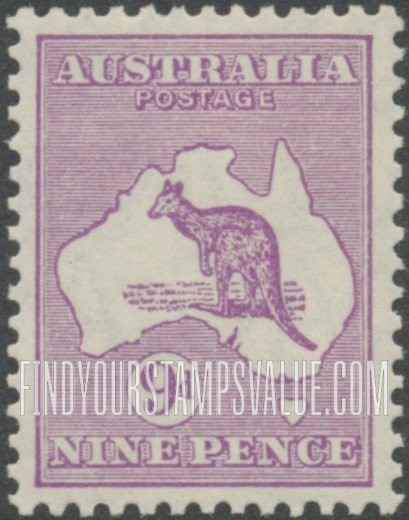 FindYourStampsValue: Kangaroo and Map: Type of 1913