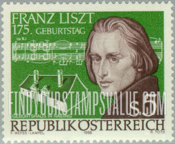 FindYourStampsValue: Franz Liszt, Composer, and Birthplace, Burgenland