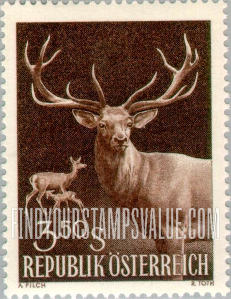FindYourStampsValue: Animals: Red deer, doe and fawn