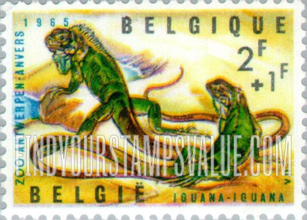 Semi-Postal, Animals from Antwerp Zoo: Common iguanas