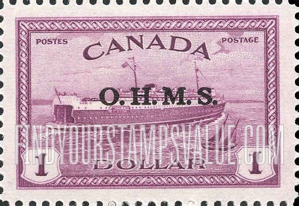 FindYourStampsValue: Official Stamps - Train Ferry, Prince Edward Island overprinted in black