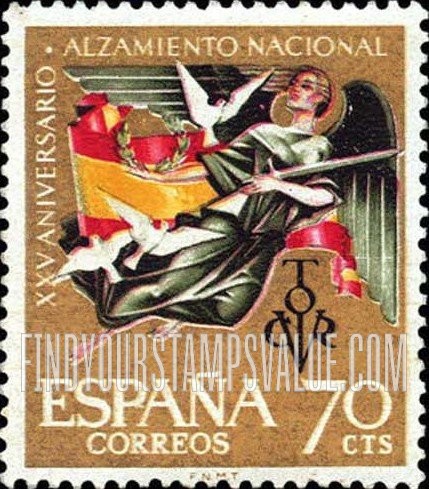 FindYourStampsValue: Flag, Angel and Peace Doves