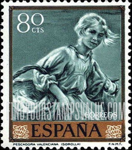 FindYourStampsValue: Sorolla Paintings: Fisher Woman of Valencia