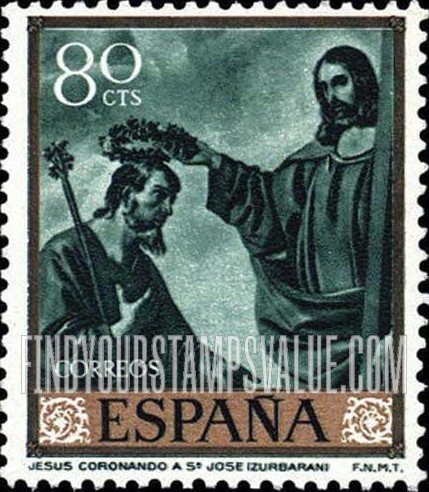FindYourStampsValue: Zurbaran Paintings: Jesus crowning St. Joseph