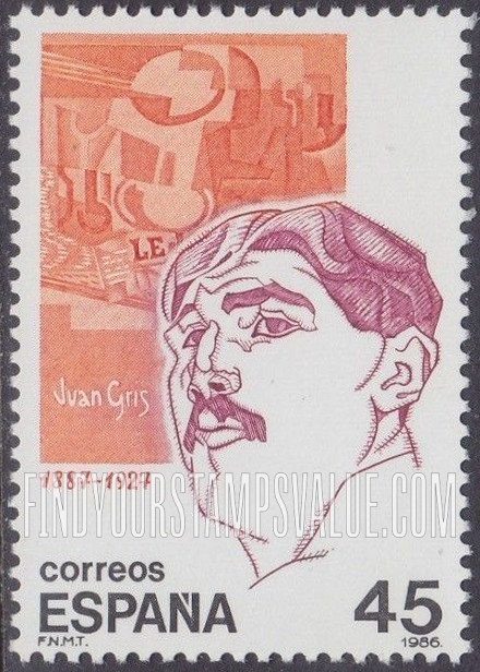 FindYourStampsValue: Famous Men: Jose Vitoriano Gonzalez (Juan Gris, 1887-1927), painter