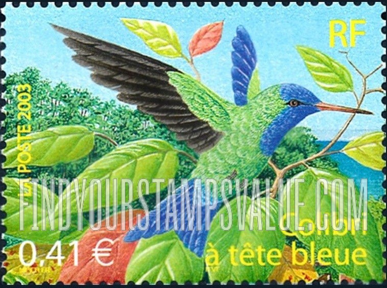 FindYourStampsValue: Birds: Colibri à tete bleue (Cyanophaia bicolor)