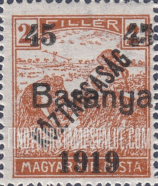FindYourStampsValue: FIRST BARANYA ISSUE - Harvesting Wheat: Overprinted in Black