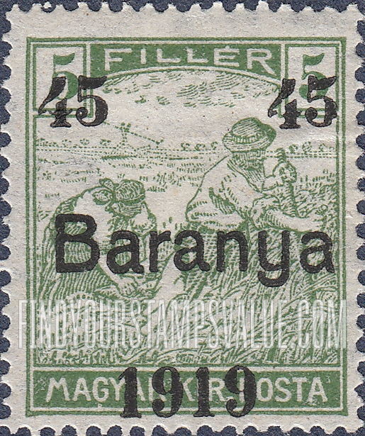 FindYourStampsValue: FIRST BARANYA ISSUE - Harvesting Wheat: Overprinted in Black