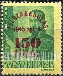 FindYourStampsValue: Portraits - Arthur Görgei: Types of Hungary, 1943 Surcharged in Carmine