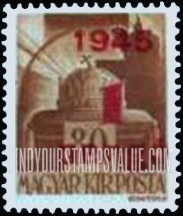 FindYourStampsValue: Crown of Saint Stephen: Types of Hungary, 1943-45, Surcharged in Black
