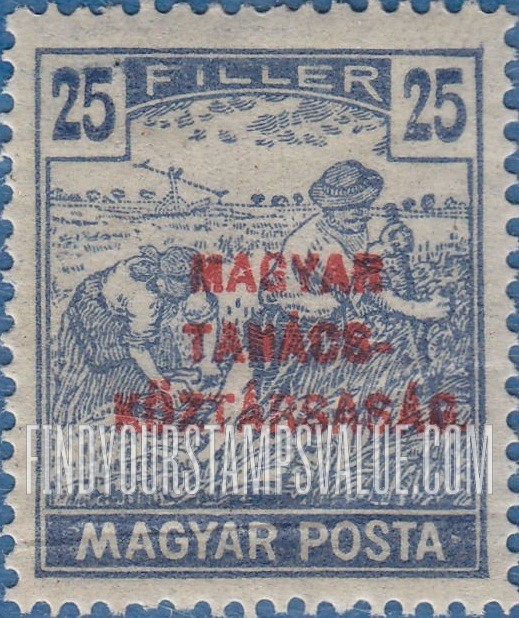 FindYourStampsValue: Harvesting Wheat: Stamps of 1919 Overprinted in Red