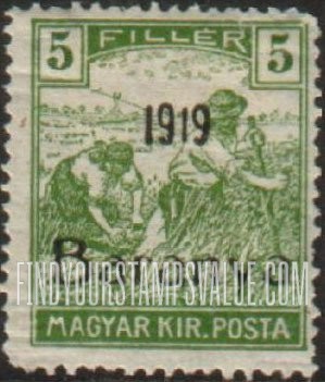 FindYourStampsValue: FIRST BARANYA ISSUE - Harvesting Wheat: Overprinted in Black