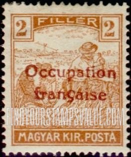 FindYourStampsValue: OCCUPATION STAMPS - Harvesting Wheat: Stamps of Hungary Overprinted in Red